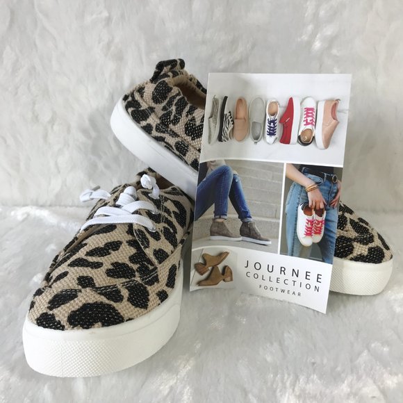 Journee Collection Amelia Animal Print lace Sneakers Leopard Print New - Picture 9 of 9